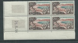 France N° 981 XX Baie D'Ajaccio  En Bloc De 4 Coin Daté Du  25 . 6. 54 ; Sans Trait Sans Charnière, TB - 1950-1959