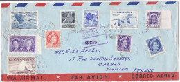 13037# CANADA OIE GRUE MORSE CASTOR VIGNETTE ENFANT INFIRME LETTRE PAR AVION Obl MONTREAL 1955 Pour CARHAIX FINISTERE - Storia Postale