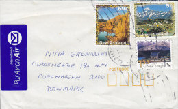 New Zealand International Par Avion Air Label 199? Cover To Denmark Lake Wanaka Mt. Cook Church Lake Tekapo - Covers & Documents