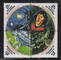 Burundi Used Scott #C185 Block Of 4 27fr Copernicus, Planets - 500th Birth Anniversary Of Nicolaus Copernicus - Used Stamps