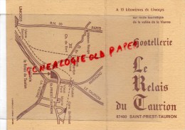 87 - ST PRIESSAINT PRIEST TAURION - CARTE PUBLICITAIRE HOSTELLERIE " LE RELAIS DU TAURION " - A. DELEBECQUE PROPRIETAIRE - 1950 - ...