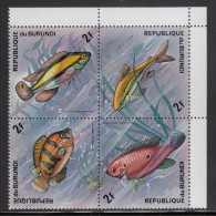 Burundi MNH Scott #450 Block Of 4 2fr Fish - Ungebraucht