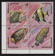 Burundi MNH Scott #452 Block Of 4 5fr Fish - Ungebraucht