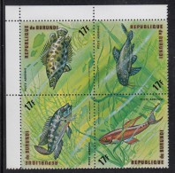 Burundi MNH Scott #C209 Block Of 4 17fr Fish - Unused Stamps