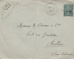 Enveloppe VERVINS Aisne 1910 Taxe Réduite De 0f10 - Frankobriefe