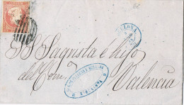 11154. Carta Entera BARCELONA 1858, Fechador Azul - Covers & Documents