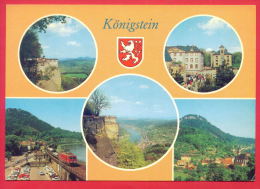 158578 / KÖNIGSTEIN ( KR. PIRNA ) - CAR , TRAIN , LOCOMOTIVE , RAILWAY , CASTLE , PANORAMA - Germany Deutschland - Königstein