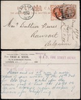 Great Britain 1894 Postal History Rare Postcard Uprated Stationery London To Ransart Belgium DB.197 - Covers & Documents