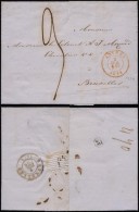 Belgium 1854 Postal History Rare Stampless Cover + Content Anvers To Bruxelles DB.202 - Other & Unclassified