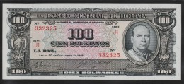 BOLIVIA 100 BOLIVIANOS L. 20.12.1945   #  J1 332325  P#147  UNC - Bolivië