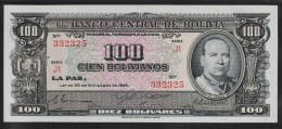 BOLIVIA 100 BOLIVIANOS L. 20.12.1945   #  J1 332325  P#147  UNC - Bolivia