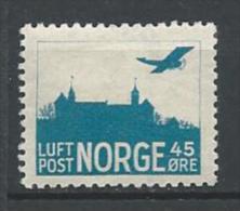 Norvège 1927 Poste Aérienne N°1 Neuf* MH Avion Et Chateau - Nuevos