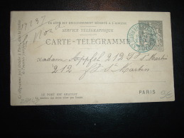 CARTE TELEGRAMME 30 OBL. BLEUE 23 MARS 90 PARIS 37 (75) - Telegraphie Und Telefon