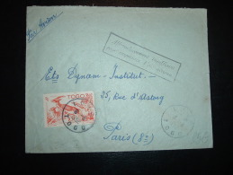 LETTRE POUR FRANCE TP 10F OBL. 6-8-1952 LOME TOGO + GRIFFE: Affranchissement Insuffisant Pour Emprunter  Voie Aérienne - Briefe U. Dokumente