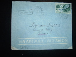 LETTRE PAR AVION POUR FRANCE TP URATELORNIS 15F OBL. 19 OCT 54 ARIVONIMAMO + GRIFFE ENCADREE: APRES DEPART - Lettres & Documents