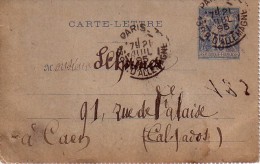ENTIER POSTAL.CARTE LETTRE. TYPE SAGE.CACHET PARIS Bd D'ALLEMAGNE. - Cartes-lettres