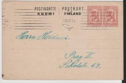 FS-R077/ FINNLAND -  Auslandsganzsache (2 X 10 P.) 1920 Nach Prag Gesandt. - Entiers Postaux