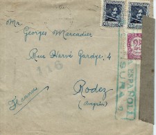 ESPAGNE LETTRE AVEC CENSURE RÉPUBLICA ESPANOLA POUR LA FRANCE . A Voir Pour étude (lot 1001) - Republikanische Zensur