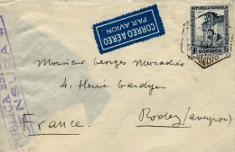 ESPAGNE LETTRE AVEC CENSURE RÉPUBLICA ESPANOLA POUR LA FRANCE - PAR AVION - A Voir Pour étude (lot 1014) - Marcas De Censura Republicana