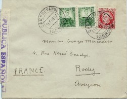 ESPAGNE LETTRE AVEC CENSURE RÉPUBLICA ESPANOLA POUR LA FRANCE 1937 . A Voir Pour étude (lot 1015) - Republikanische Zensur