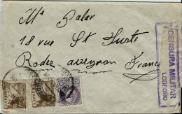 ESPAGNE LETTRE AVEC CENSURE LOGRONO POUR LA FRANCE  . A Voir Pour étude (lot 1024) - Republikanische Zensur