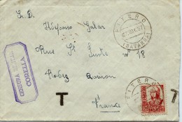 ESPAGNE LETTRE AVEC CENSURE CORELLA POUR LA FRANCE 1937  . A Voir Pour étude (lot 1029) - Republikanische Zensur