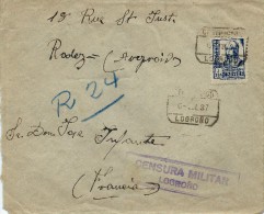 ESPAGNE LETTRE AVEC CENSURE LOGRONO POUR LA FRANCE 1937 . A Voir Pour étude (lot 1033) - Republikeinse Censuur