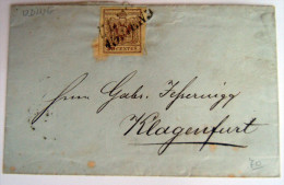 Lombardei-Venetien Lombardo Veneto--  BRIEF LETTER - COVER - 30 CENTESIMI  UDINE KLAGENFURT RARE - Lombardo-Veneto