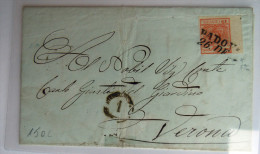 Lombardei-Venetien Lombardo Veneto--  BRIEF LETTER - COVER - 15 CENTESIMI PADOVA VERONA 7 Mm Border - Lombardo-Venetien