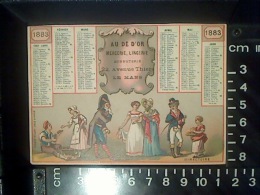 CHROMO DEMI CALENDRIER 1883 AU DE D´OR MERCERIE LINGERIE LE MANS DIRECTOIRE LITHO COURBE ROUZET DOLE - Small : ...-1900