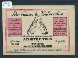 FRANCE  CARNET VIGNETTE ANTI TUBERCULEUX   1929 LUXE - Bmoques & Cuadernillos