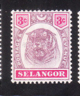 Malaya Selangor 1895-99 Tiger 3c Mint Hinged - Selangor