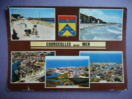Delcampe - CPA 14 - COURSEULLES-SUR-MER - LA PLAGE - LE NOUVEAU PORT - LES BOUCLES DE LA SEULLES - BLASON - ARTAUD N° 103 - - Courseulles-sur-Mer