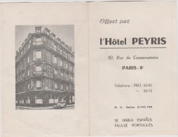 Delcampe - R :    Paris;  Plan  Metro  , Offert Par  L Hotel  PEYRIS  ( Se  Habla  Espanol - Fala-se  Portuguès ) - Europa