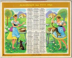 CALENDRIER GF 1964 - Chansonnettes "A La Claire Fontaine" Et "Il Pleut Bergère" - Imprimerie Oberthur - Grand Format : 1961-70