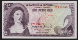 COLOMBIA 2 PESOS ORO 01.01.1973  P#413a  SERIAL# 77829389   UNC - Colombie