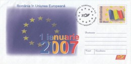 838FM- ROMANIA MEMBERSHIP IN THE EUROPEAN UNION, COVER STATIONERY, 2007, ROMANIA - European Community