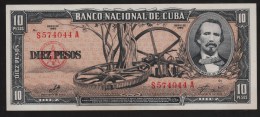 CUBA 10 PESOS 1960  # S574044A  P# 88c   Carlos Manuel De Céspedes - Kuba