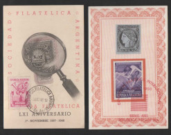 Argentina 1948 + 1950 2 Souvenir Postcard - Lettres & Documents