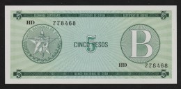 CUBA 5 PESOS ND (1985) Série B  # HD 778468 - Fortresses In Cuba" Issue Foreign Exchange Certificates - Cuba