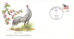 Birds And Flowers Of US States  - Delaware  -  Blue Hen Chicken  -   Peach Blossom  -  Fleetwood FDC - Pauwen