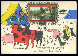 Cpa  Du 56 Bieuzy Les Eaux -- Salutations Distinguées Du Camping De Bieuzy ----------  Baud Pontivy   PY29 - Baud