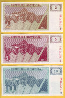 SLOVENIE - Lot De 3 Billets De 2, 5 Et 10 Tolarjev. 1990. Pick: 2a, 3a Et 4a. NEUF - Slovenia