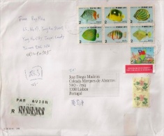 Taiwan Large Cover To Portugal With Fishes Stamps - Covers & Documents