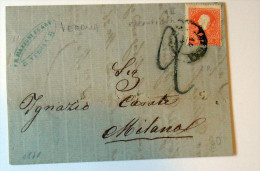 Lombardei-Venetien Lombardo Veneto--  BRIEF LETTER - COVER - 5 SOLDI VERONA MILANO - Lombardo-Venetien