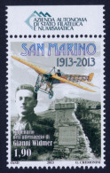 2013 SAN MARINO "CENTENARIO ATTERRAGGIO GIANNI WIDMER" SINGOLO MNH - Unused Stamps