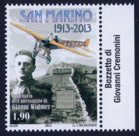 2013 SAN MARINO "CENTENARIO ATTERRAGGIO GIANNI WIDMER" SINGOLO MNH* - Nuevos