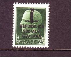 ITALIA REGNO ITALY KINGDOM 1944 REPUBBLICA SOCIALE ITALIANA   R.S.I   25 Cent.  IMPERIALE SOPRAS. Nuovo  MNH** - Neufs