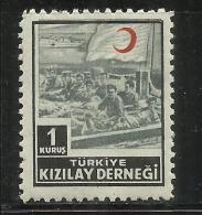 TURCHIA TURKÍA TURKEY 1955 POSTAL TAX SEGNATASSE Wounded Soldiers On Landing Raft 1 K MH - Portomarken