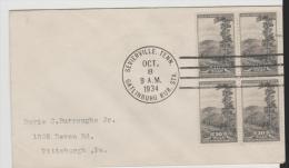 USA188a/ National Park . Block Of 4, Dated Oct. 8, 1934 - Briefe U. Dokumente